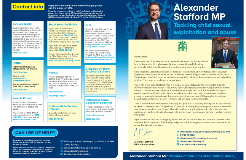 Alexander Stafford MP CSE leaflet 2