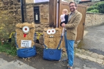 Alexander Stafford with minion haybales