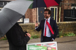 Alexander Stafford speaks to residents at a street surgery in Treeton