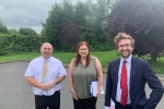 Alexander Stafford MP with ward councillor for Dinnington Sophie Castledine-Dack and Richard Jackson of RMBC